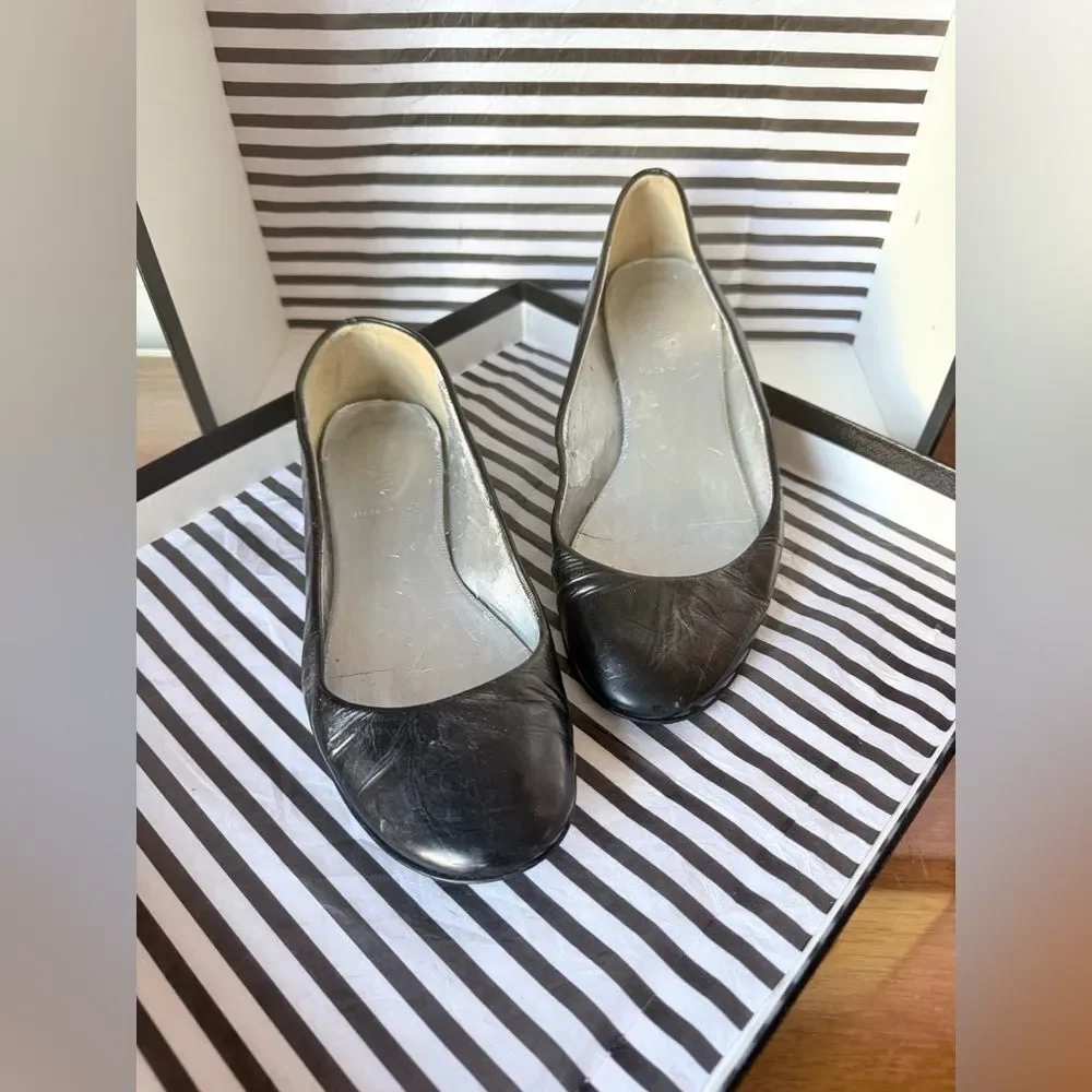 J. Crew Black Leather Ballet Flats